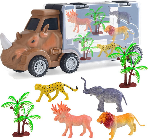 Camión Juguete Tipo Valija Con Animales Cabeza D Rinoceronte