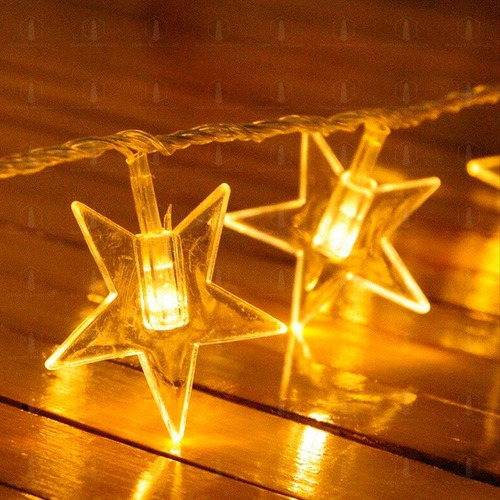 Imagen 4 de 10 de Guirnalda Luces Led Estrellas Cristal 3 Metros Pilas Navidad