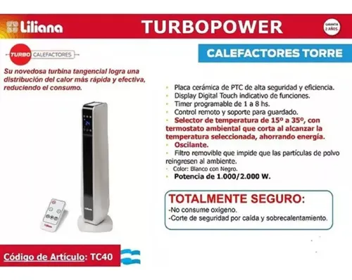 Convector CONVECTORY  Liliana - Electrodomésticos para tu vida