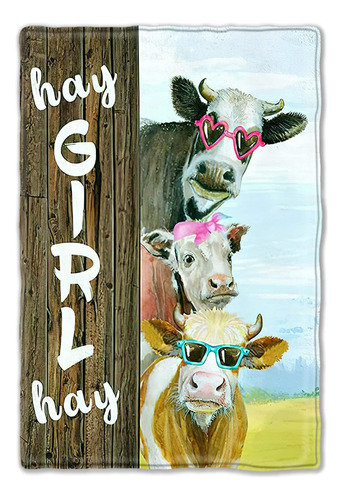 Hay Girl Hay Funny Cows Throw Blanket Warm Ultra-soft Micro 