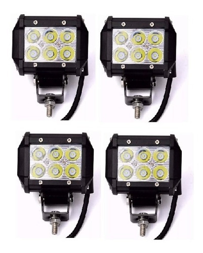 Combo X4 Faros Auxiliar Led 18w 6 Led Auto Moto Off Road