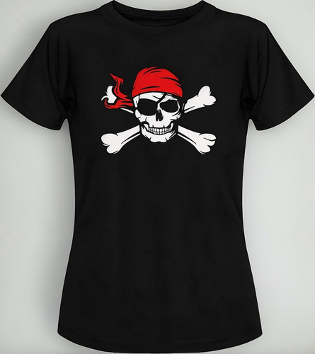 Playera Calavera Pirata Parche Cab/dam/inf 100% Algodón
