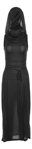 Vestido Largo Sin Mangas Con Capucha De Moda Estilo Coreano