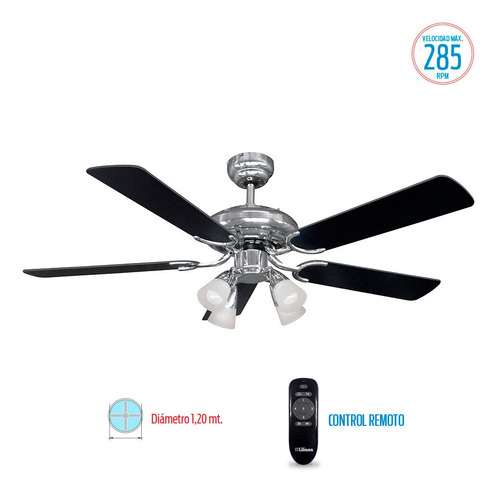 Imagen 2 de 6 de Ventilador De Techo Liliana Luz Vthm415r 5 Vel 80w Control