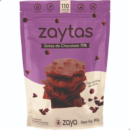 Lascas De Brownie S/ Gluten Zaytas Gotas Chocolate 70% Zaya