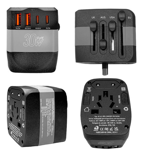 Adaptador Universal Com 2 Usb E 2 Usb-c