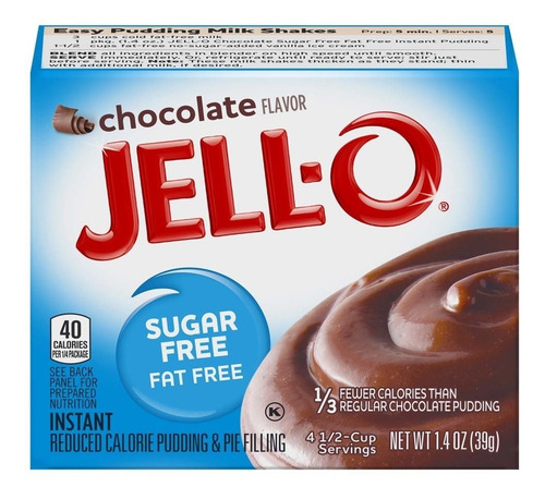 Caja De Chocolate Jell-o-libre Azúcar Pudín Instantáneo Mix
