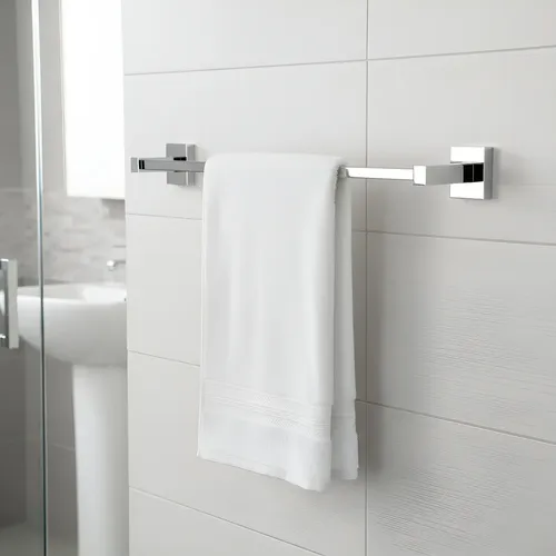 Toalheiro De Banho Simples 64cm - Berlim Cromado  Quadrado Cromado