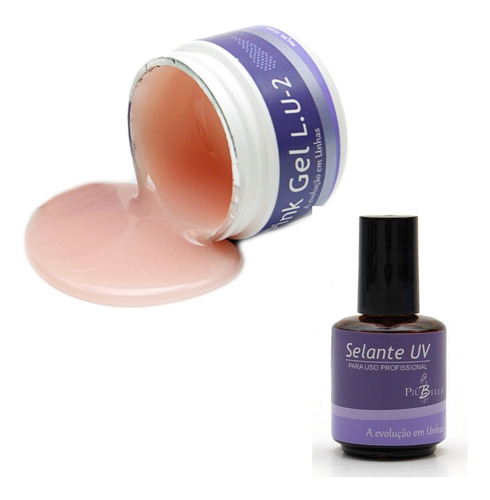 Kit Piubella Gel Pink Lu2 14g - Selante Uv Piubella 15ml