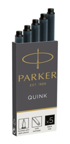 5 Repuestos Cartucho Refil Tinta Pluma Fuente Parker