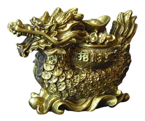 Dragon Con Olla De Tesoros 8cm (protege La Prosperidad)