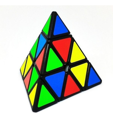 Cubo mágico sin pegatinas Qiyi Pyraminx con forma de pirámide de 3 x 3 pulgadas, color negro