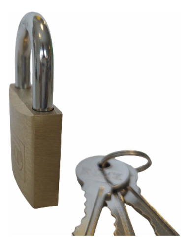 Candado De Bronce 40mm Acero Con 3 Llaves Jr Lock