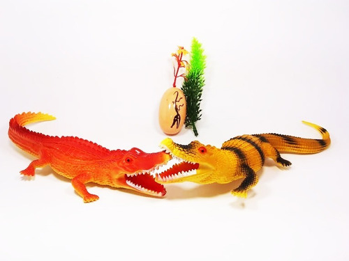 Juguete 2 Figuras De Cocodrilos Reptiles Largo 28cm