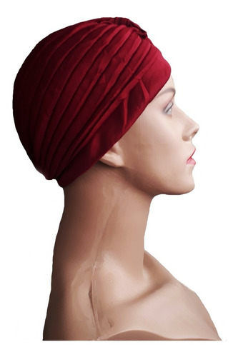 Turbante Feminino Tipo Indiano Touca Inteiro Fechado Cor Bordô