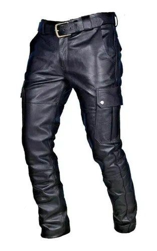 Pantalon cuero online negro hombre