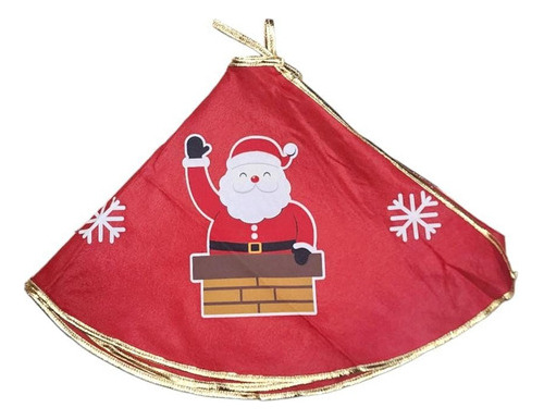 Saia Base Tapete De Árvore De Natal Decorativa Papai-noel Cor Vermelho Papai-Chaminé