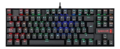 Teclado Gamer Redragon Kumara K552 Qwerty Español Latinoamérica Color Negro Con Luz Rgb Negro Español Latinoamérica