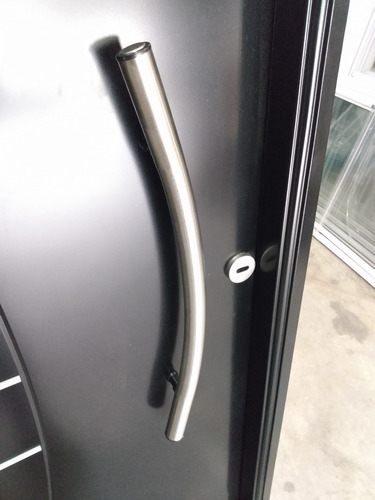Imagen 2 de 5 de Puerta Pavir Lujan 80x200 C/apliques Barral Acero Inox Curva