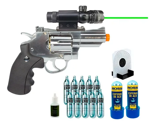 Revolver .38 Cromado Metal 708 + Mira Laser + Munição Rossi