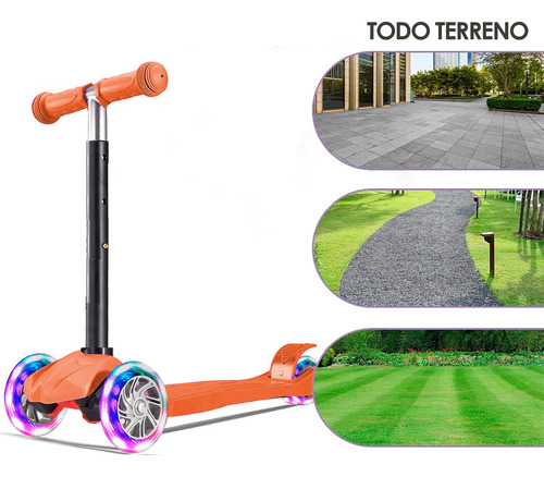 Scooter Patin Del Diablo Colores Niños Y Niñas 3 Llantas Color Naranja