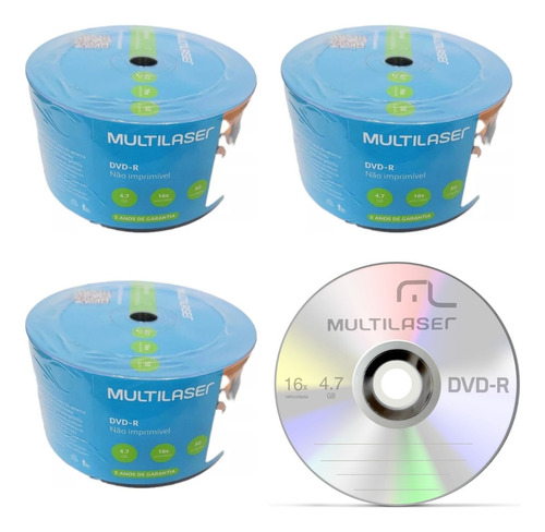 Dvd-r Multilaser Logo 4.7gb 120 Minutos 16x Com 50 Pc