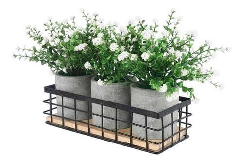 3 Plantas Artificiales En Macetas Flores Para Decoración Del