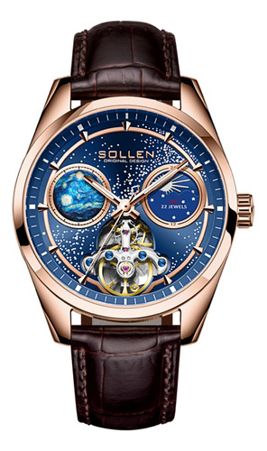 Sollen Reloj Mecanico Esqueleto Multifuncional Para Hombre,