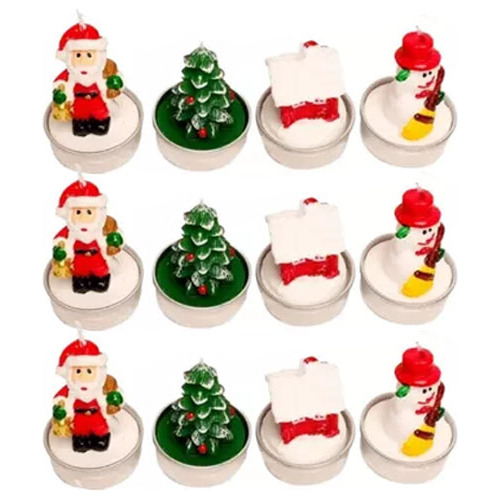 12 Minivelas Decorativas De Navidad Para El Hogar