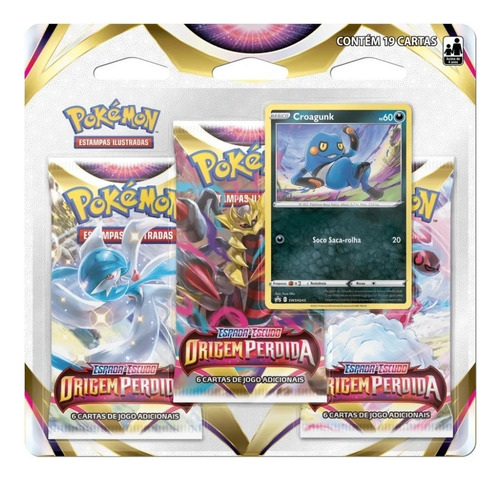 Triple Pack Blister Triplo Pokemon Origem Perdida Croagunk 