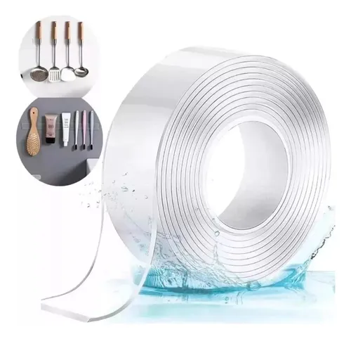 Cinta Adhesiva Lavable Doble Faz Transparente Multiuso Hogar