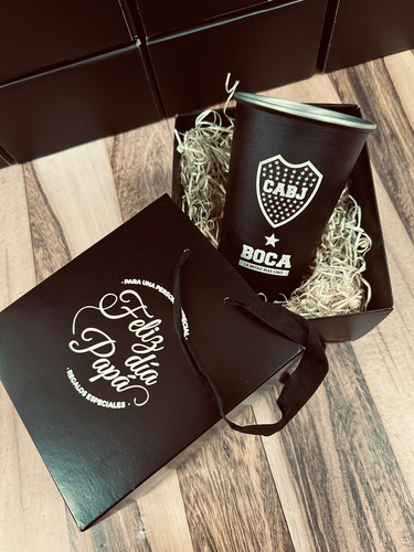 Box Regalo Empresarial Vaso Fernetero Grabado Personalizado Negro
