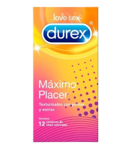 Durex Máximo Placer X 12 Condones Con Estrías Y Texturizado