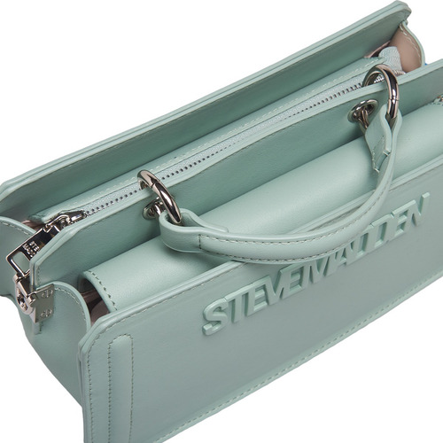 Bolsa Satchel Beviee Frosty Green Steve Madden Bags Acabado de los herrajes Oro Correa de hombro Verde claro Diseño de la tela Lisa