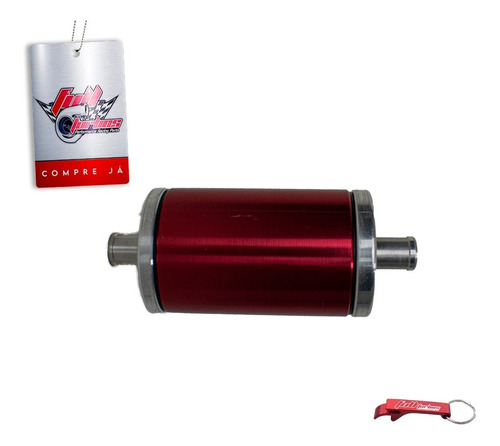 Filtro De Combustível Flex Lavável Inox 12mm Vermelho - Wolk