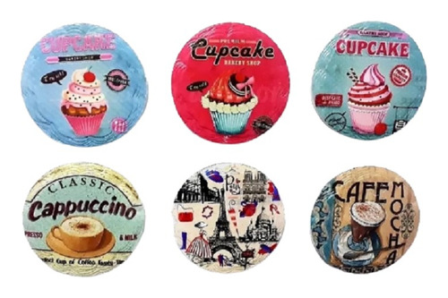 12 Imánes  Vintage Cupcake Paris & Coffe Cafetería