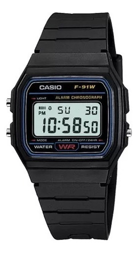 Reloj Casio F-91w Cronometro Alarma Calendario 100% Funciona Color De La Correa Negro