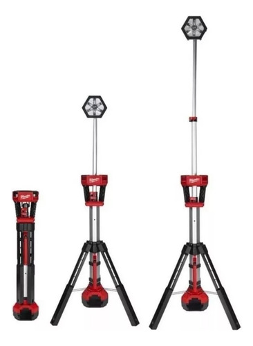 Torre Lampara Reflector Led Obra Trabajo Milwaukee 2130-059 Carcasa Rojo Luz Blanco Cálido