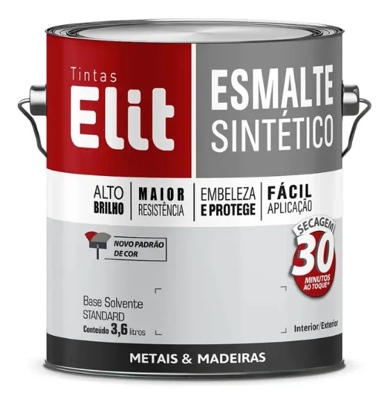 Esmalte Sintético Brilhante Elit Branco 3,6L para Madeira e Metais