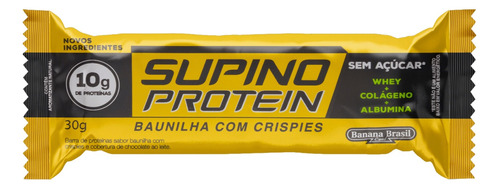 Barra de Proteína Baunilha com Crispies Zero Açúcar Supino Protein Pacote 30g