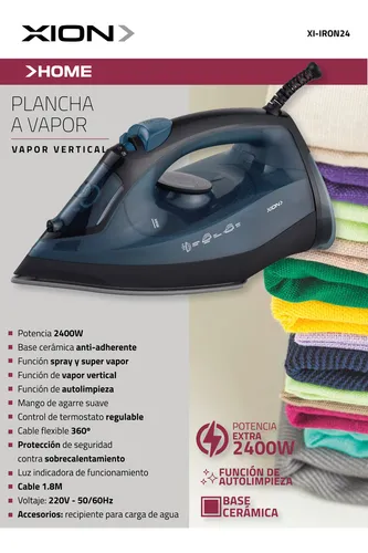 Plancha A Vapor Xion Horizontal Y Vertical 2400w Color Único