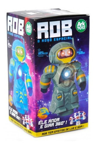 Robo De Brinquedo Espacial 15 Cm Com Movimento Som E Luzes Cor Azul Personagem spacial