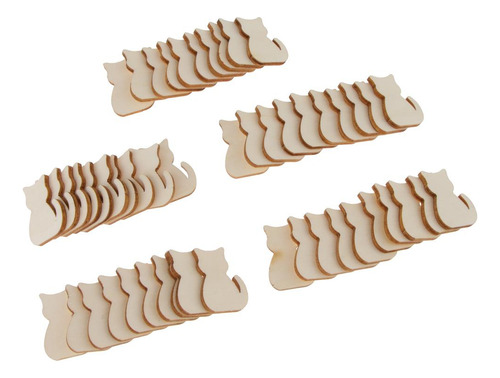 2 X 50 Peças Em Recorte De Gato Chips De Madeira