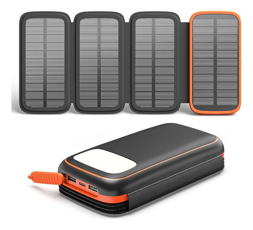 Cargador Solar 27000mah Bank 4 Paneles Solares Y 3 Sali...