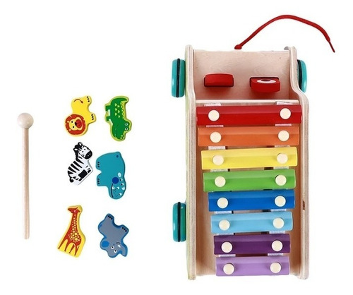 Juguetes De Madera Niños Didáctico Multifuncional Xilófono