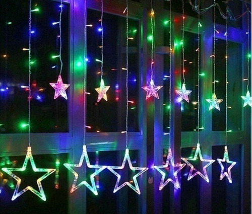 Cascada De Luz Led 12 Estrellas 138 Leds 3 Mts Multicolor