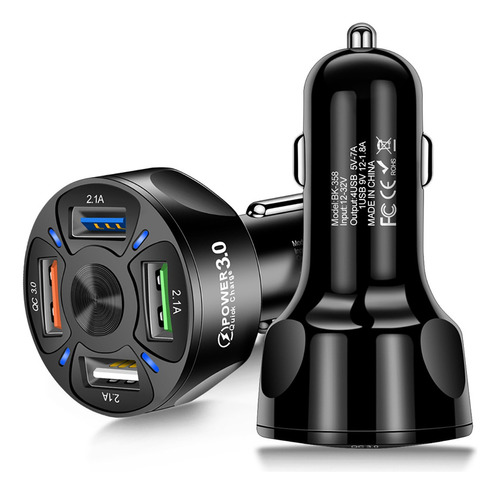 Turbo Cargador Para Auto Carga Rapida Qc 3.0 4 Puertos Usb