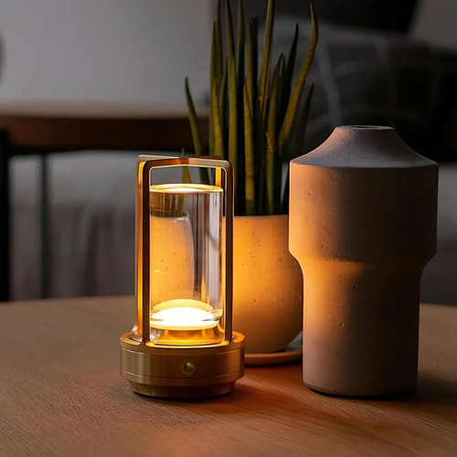 Lámpara De Mesa Portátil De Metal Inalámbrica, Lámpara Sin C