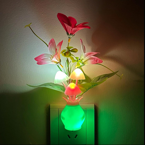 Luz Nocturna Enchufable Con Sensor Automático De Hongos Led