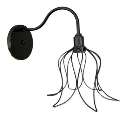 Arandela De Parede Pendente Luminária Aramado Tulipa Cor Preto